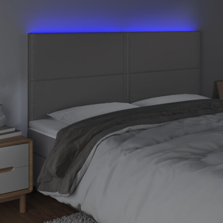 vidaXL Hoofdbord LED 200x5x118/128 cm kunstleer grijs afbeelding3 - 1