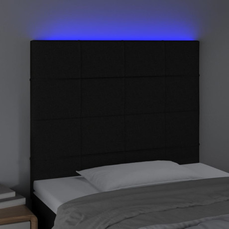 vidaXL Hoofdbord LED 100x5x118/128 cm stof zwart afbeelding3 - 1