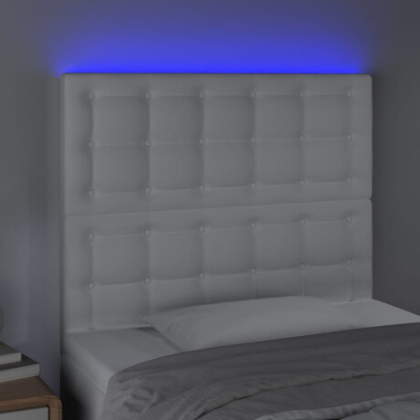 vidaXL Hoofdbord LED 100x5x118/128 cm kunstleer wit afbeelding3 - 1