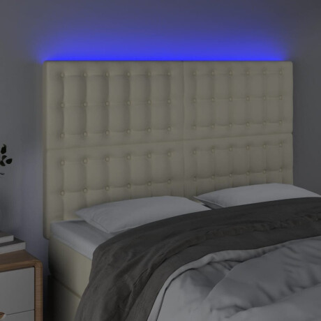 vidaXL Hoofdbord LED 144x5x118/128 cm kunstleer crèmekleurig afbeelding3 - 1