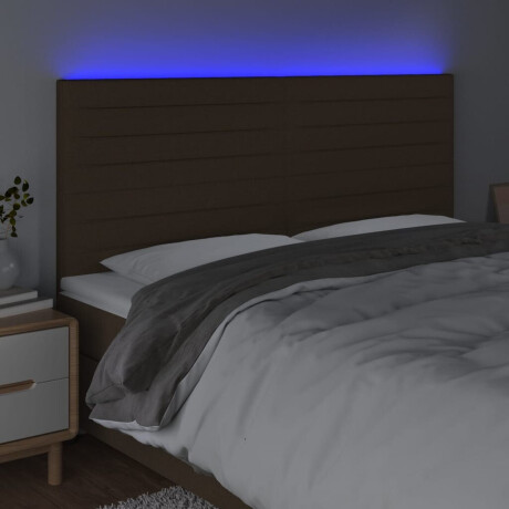 vidaXL Hoofdbord LED 180x5x118/128 cm stof donkerbruin afbeelding3 - 1