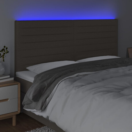 vidaXL Hoofdbord LED 180x5x118/128 cm stof taupe afbeelding3 - 1