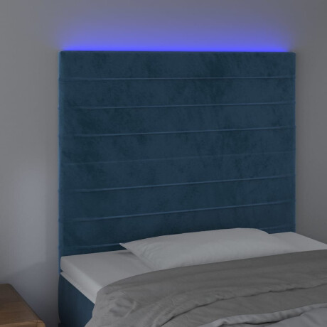 vidaXL Hoofdbord LED 80x5x118/128 cm fluweel donkerblauw afbeelding3 - 1