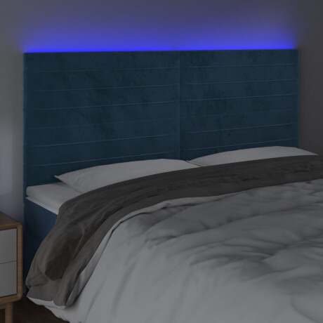 vidaXL Hoofdbord LED 160x5x118/128 cm fluweel donkerblauw afbeelding3 - 1