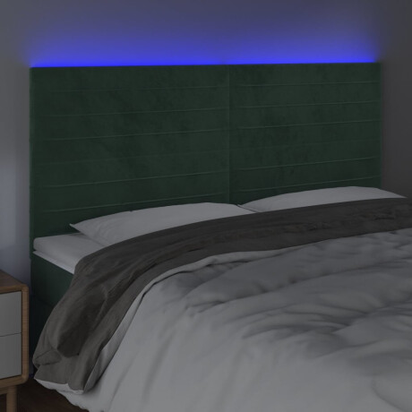vidaXL Hoofdbord LED 200x5x118/128 cm fluweel donkergroen afbeelding3 - 1