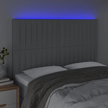 vidaXL Hoofdbord LED 144x5x118/128 cm stof lichtgrijs afbeelding3 - 1