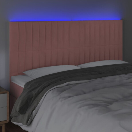 vidaXL Hoofdbord LED 180x5x118/128 cm fluweel roze afbeelding3 - 1
