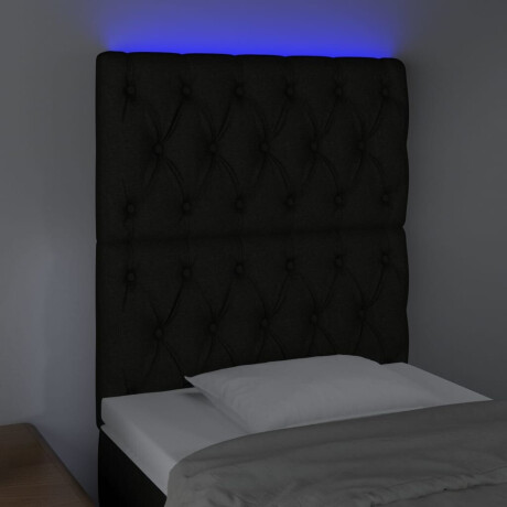 vidaXL Hoofdbord LED 80x7x118/128 cm stof zwart afbeelding3 - 1