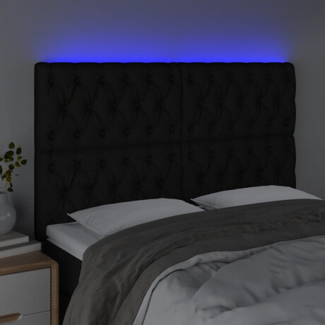 vidaXL Hoofdbord LED 160x7x118/128 cm stof zwart afbeelding3 - 1