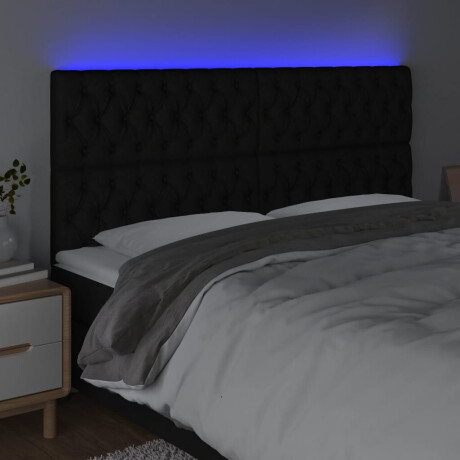 vidaXL Hoofdbord LED 180x7x118/128 cm stof zwart afbeelding3 - 1