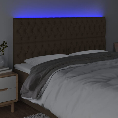 vidaXL Hoofdbord LED 200x7x118/128 cm stof donkerbruin afbeelding3 - 1