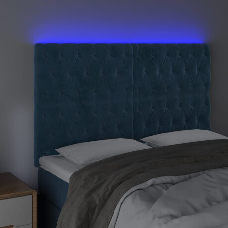 vidaXL Hoofdbord LED 144x7x118/128 cm fluweel donkerblauw afbeelding3 - 1