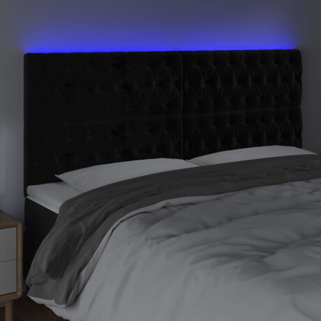 vidaXL Hoofdbord LED 200x7x118/128 cm fluweel zwart afbeelding3 - 1