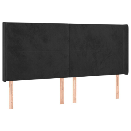 vidaXL Hoofdbord LED 203x16x118/128 cm fluweel zwart afbeelding3 - 1