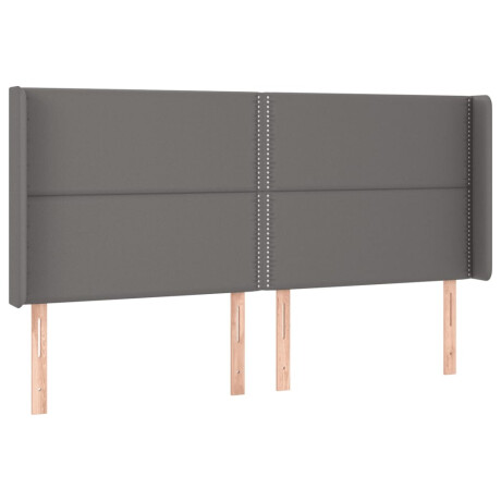 vidaXL Hoofdbord LED 203x16x118/128 cm kunstleer grijs afbeelding3 - 1