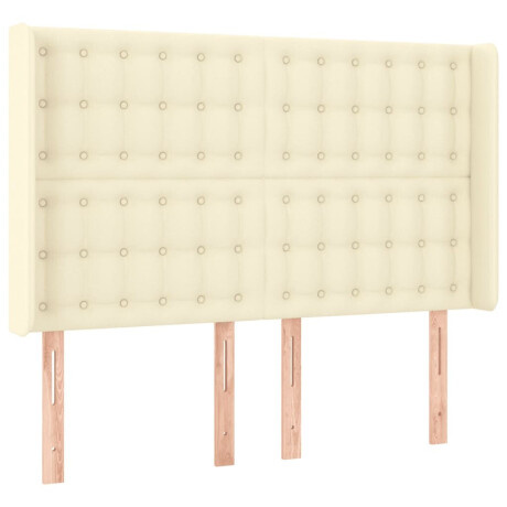 vidaXL Hoofdbord LED 147x16x118/128 cm kunstleer crèmekleurig afbeelding3 - 1