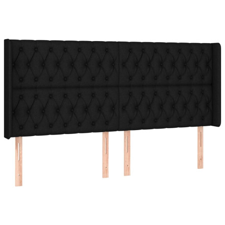 vidaXL Hoofdbord LED 183x16x118/128 cm stof zwart afbeelding3 - 1