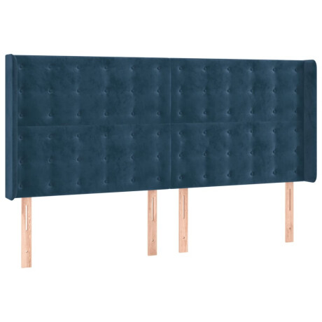 vidaXL Hoofdbord LED 183x16x118/128 cm fluweel donkerblauw afbeelding3 - 1