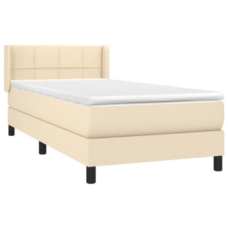 vidaXL Boxspring met matras stof crèmekleurig 90x200 cm afbeelding3 - 1