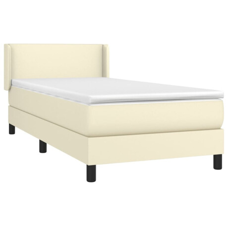 vidaXL Boxspring met matras kunstleer crèmekleurig 100x200 cm afbeelding3 - 1
