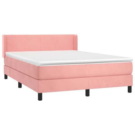 vidaXL Boxspring met matras fluweel roze 140x200 cm afbeelding3 - 1