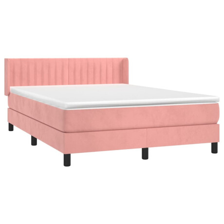 vidaXL Boxspring met matras fluweel roze 140x200 cm afbeelding3 - 1
