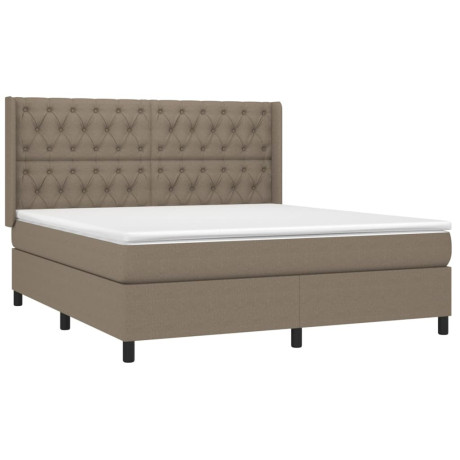 vidaXL Boxspring met matras stof taupe 160x200 cm afbeelding3 - 1