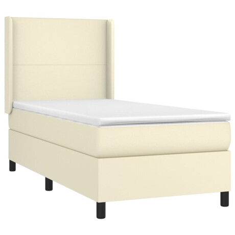 vidaXL Boxspring met matras kunstleer crèmekleurig 100x200 cm afbeelding3 - 1