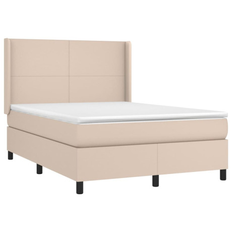 vidaXL Boxspring met matras kunstleer cappuccinokleurig 140x190 cm afbeelding3 - 1