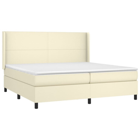 vidaXL Boxspring met matras kunstleer crèmekleurig 200x200 cm afbeelding3 - 1