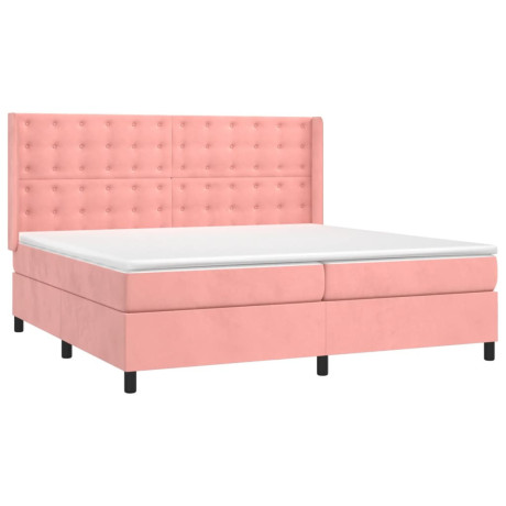 vidaXL Boxspring met matras fluweel roze 200x200 cm afbeelding3 - 1