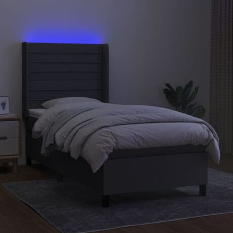 vidaXL Boxspring met matras en LED stof donkergrijs 100x200 cm afbeelding3 - 1
