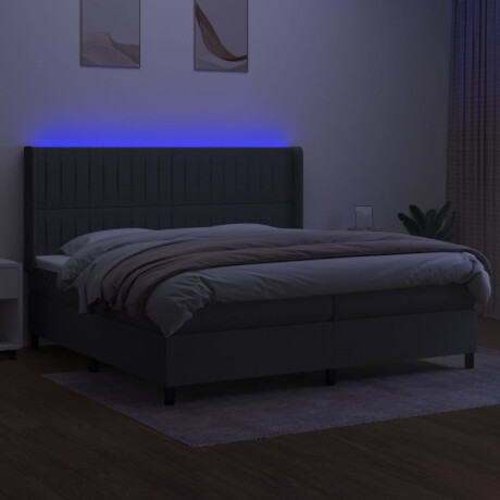 vidaXL Boxspring met matras en LED stof donkergrijs 200x200 cm afbeelding3 - 1
