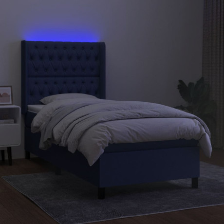 vidaXL Boxspring met matras en LED stof blauw 80x200 cm afbeelding3 - 1