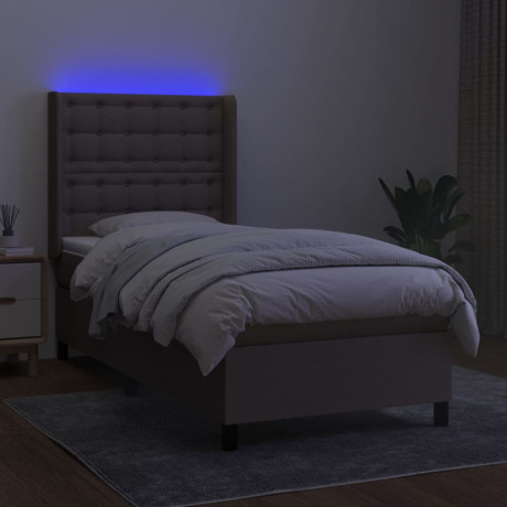 vidaXL Boxspring met matras en LED stof taupe 80x200 cm afbeelding3 - 1