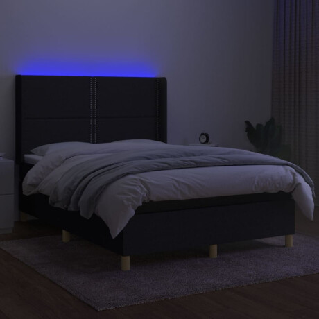 vidaXL Boxspring met matras en LED stof zwart 140x190 cm afbeelding3 - 1