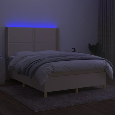 vidaXL Boxspring met matras en LED stof crèmekleurig 140x200 cm afbeelding3 - 1
