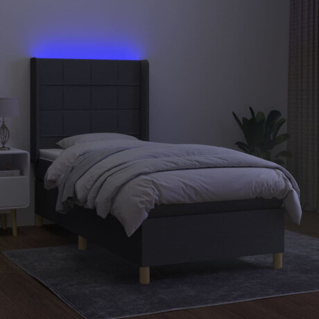 vidaXL Boxspring met matras en LED stof donkergrijs 90x190 cm afbeelding3 - 1