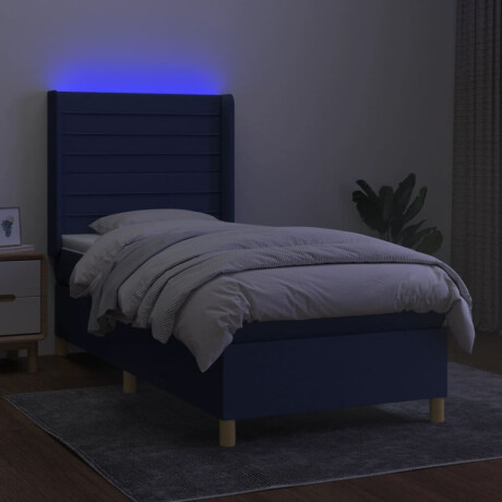 vidaXL Boxspring met matras en LED stof blauw 80x200 cm afbeelding3 - 1