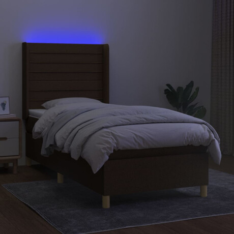 vidaXL Boxspring met matras en LED stof donkerbruin 90x190 cm afbeelding3 - 1