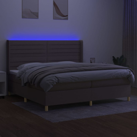 vidaXL Boxspring met matras en LED stof taupe 200x200 cm afbeelding3 - 1