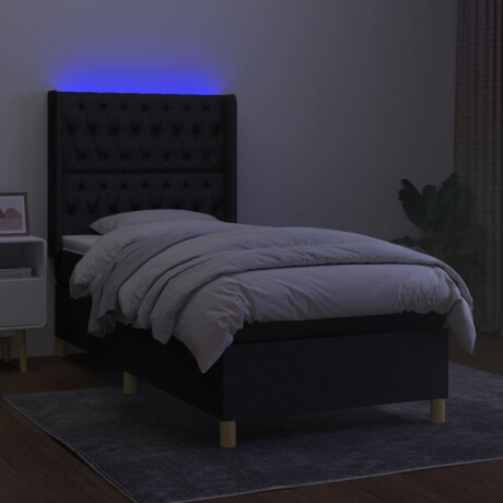 vidaXL Boxspring met matras en LED stof zwart 80x200 cm afbeelding3 - 1