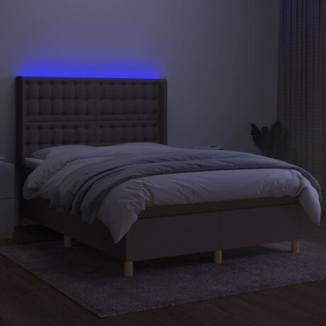 vidaXL Boxspring met matras en LED stof taupe 140x200 cm afbeelding3 - 1