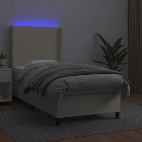 vidaXL Boxspring met matras en LED kunstleer crèmekleurig 100x200 cm afbeelding3 - 1