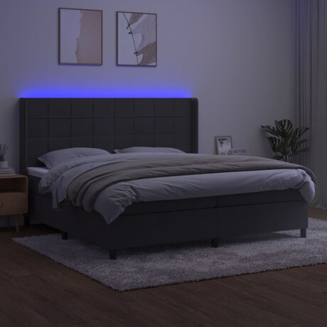 vidaXL Boxspring met matras en LED fluweel donkergrijs 200x200 cm afbeelding3 - 1