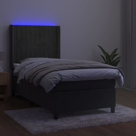 vidaXL Boxspring met matras en LED fluweel donkergrijs 90x190 cm afbeelding3 - 1