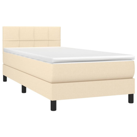 vidaXL Boxspring met matras en LED stof crèmekleurig 90x190 cm afbeelding3 - 1