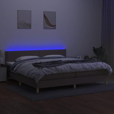 vidaXL Boxspring met matras en LED stof taupe 200x200 cm afbeelding3 - 1