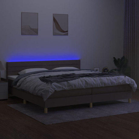 vidaXL Boxspring met matras en LED stof taupe 200x200 cm afbeelding3 - 1