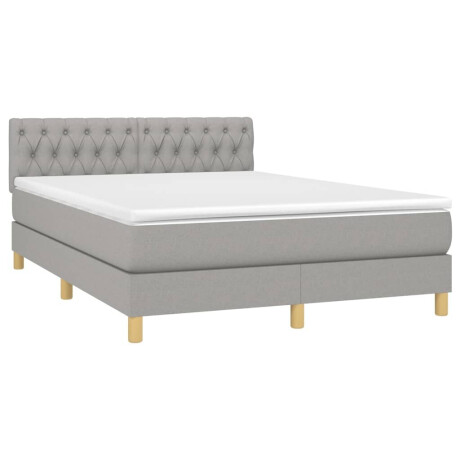 vidaXL Boxspring met matras en LED stof lichtgrijs 140x190 cm afbeelding3 - 1